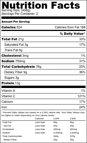 garlic and parmesan potato wedges nutritional information
