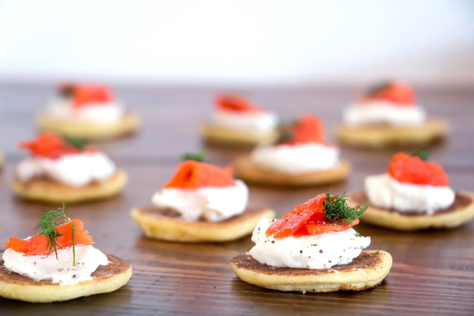 Homemade Blinis with smoked salmon