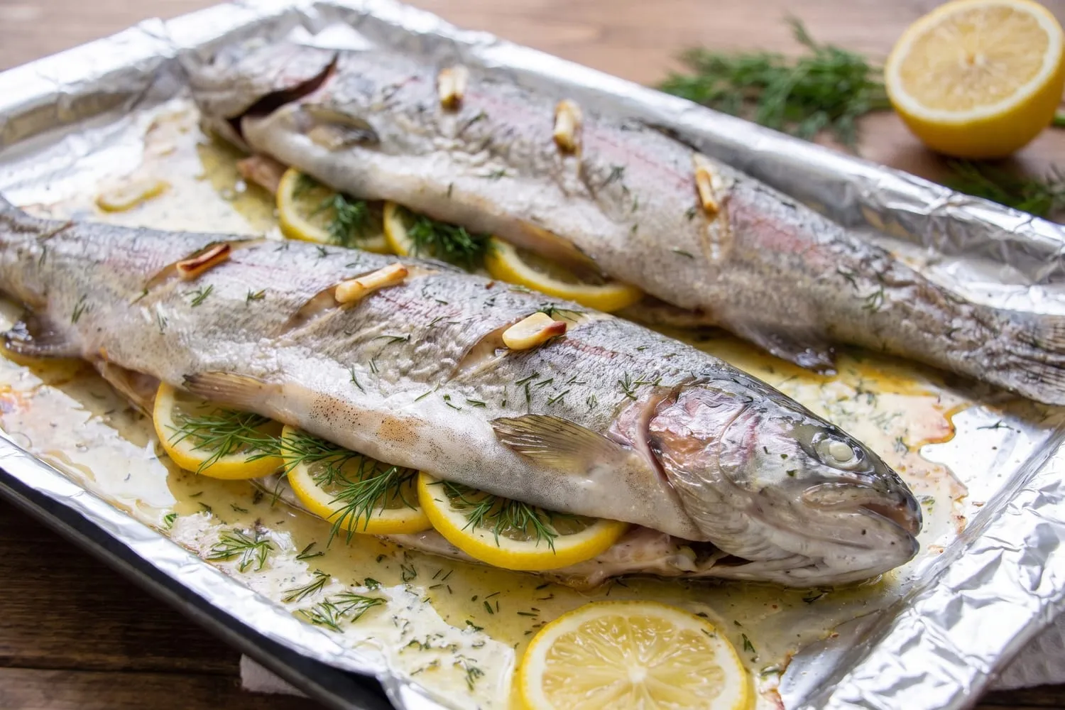 Baked Rainbow Trout with Lemon and Dill