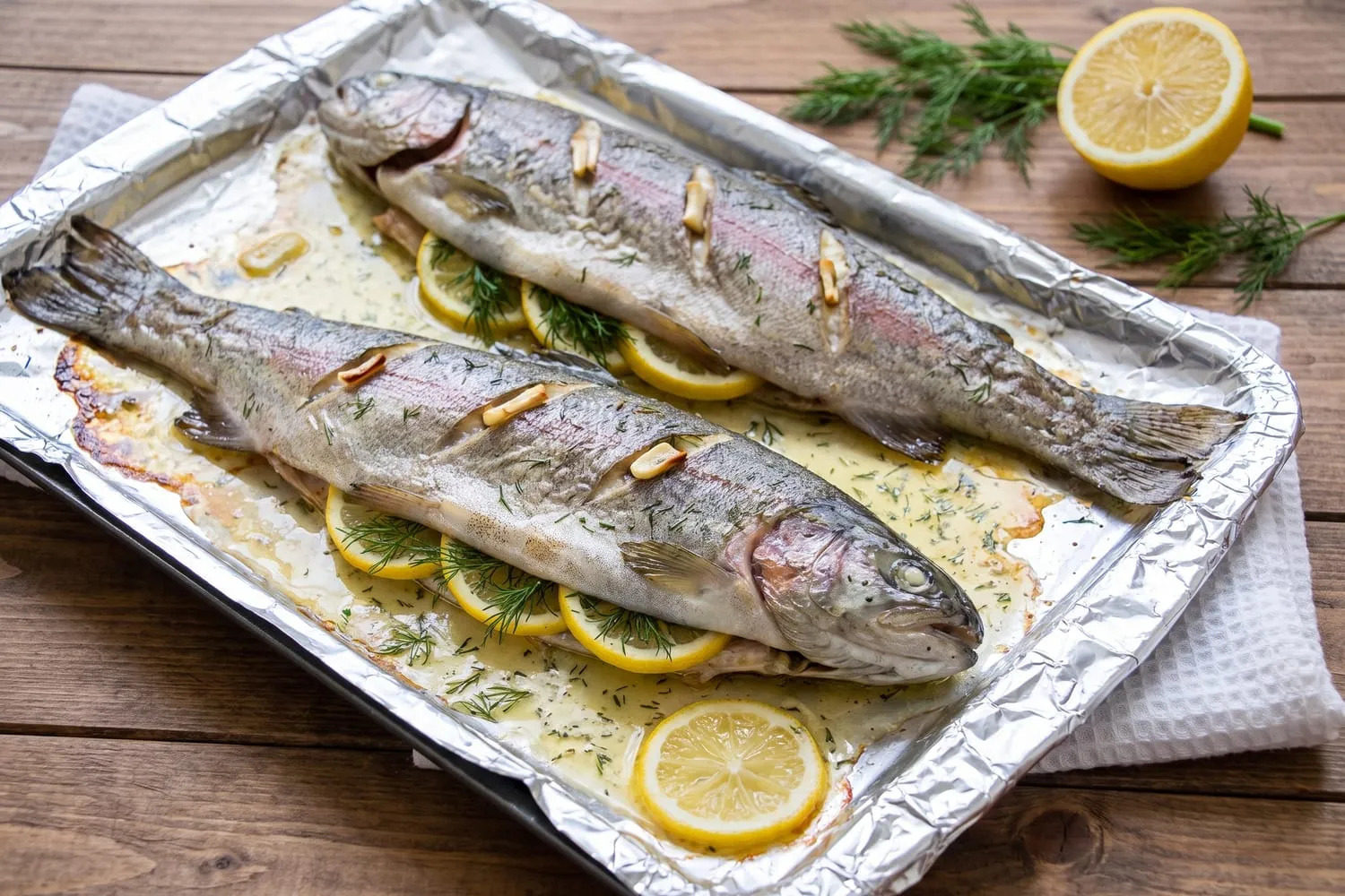 Baked Rainbow Trout with Lemon and Dill