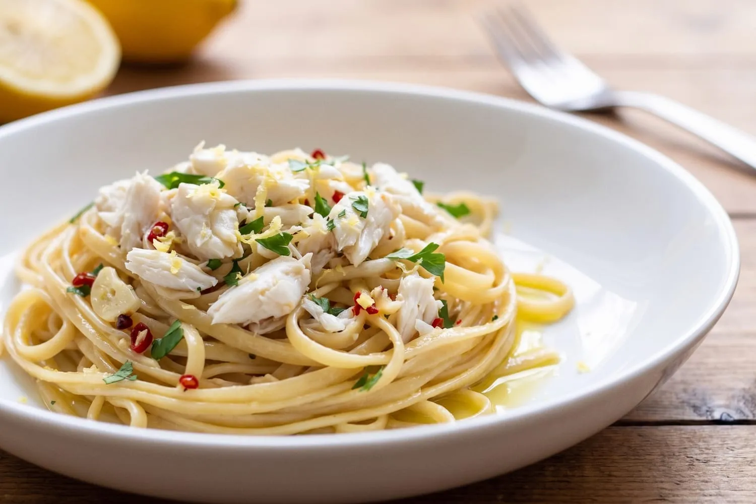 Crab Linguine with Chilli and Lemon