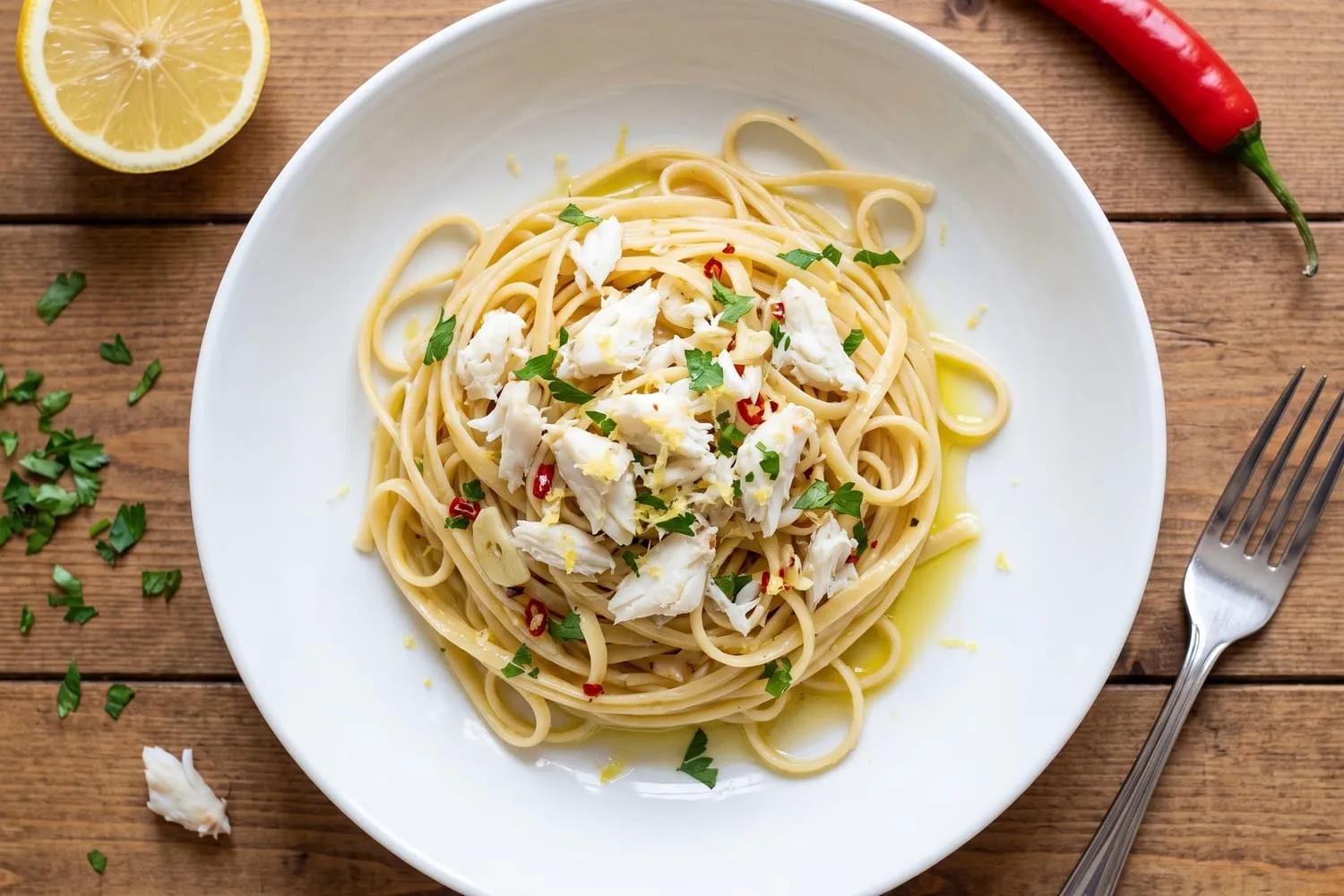 Crab Linguine with Chilli and Lemon