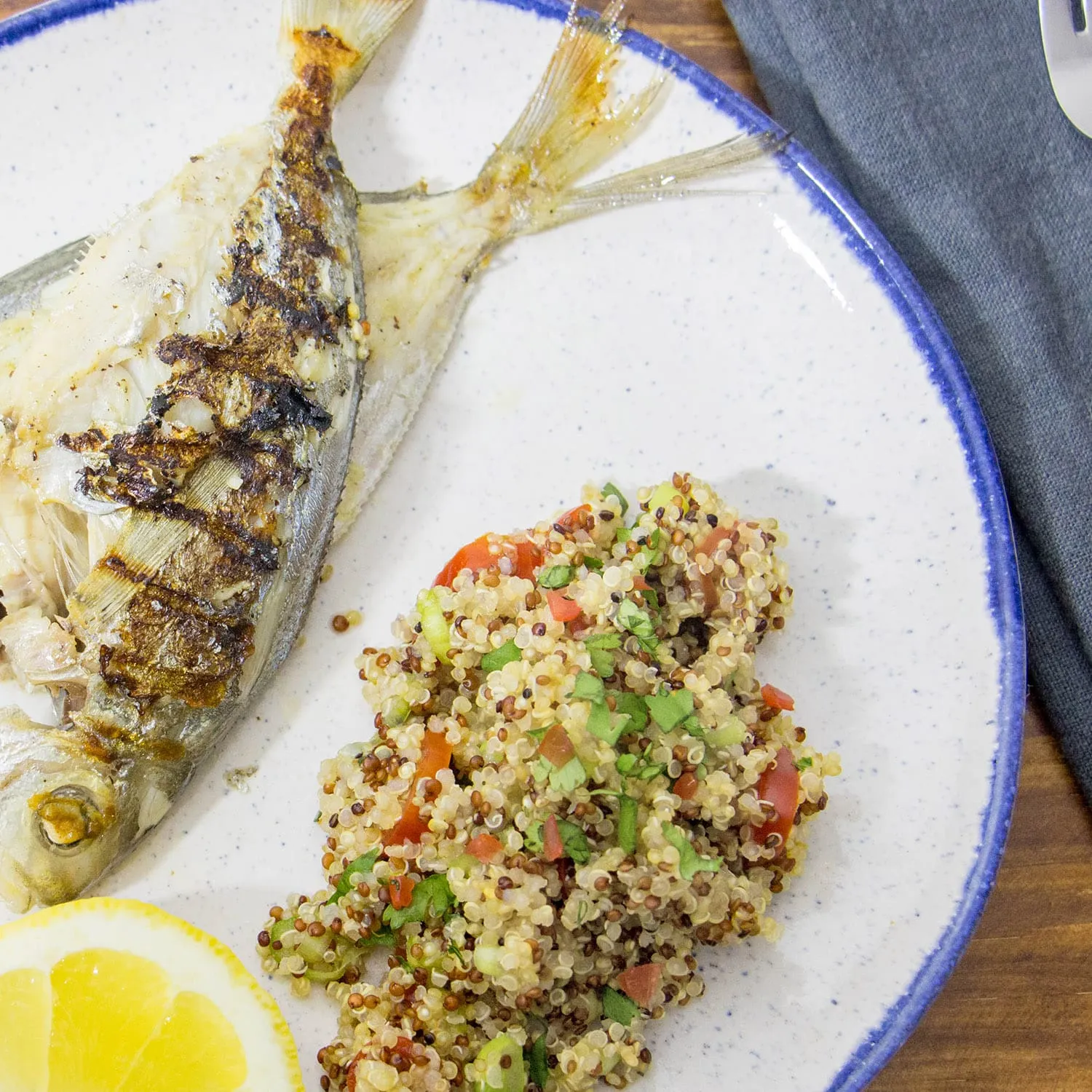 Grilled Butterfish with Tricolour Quinoa