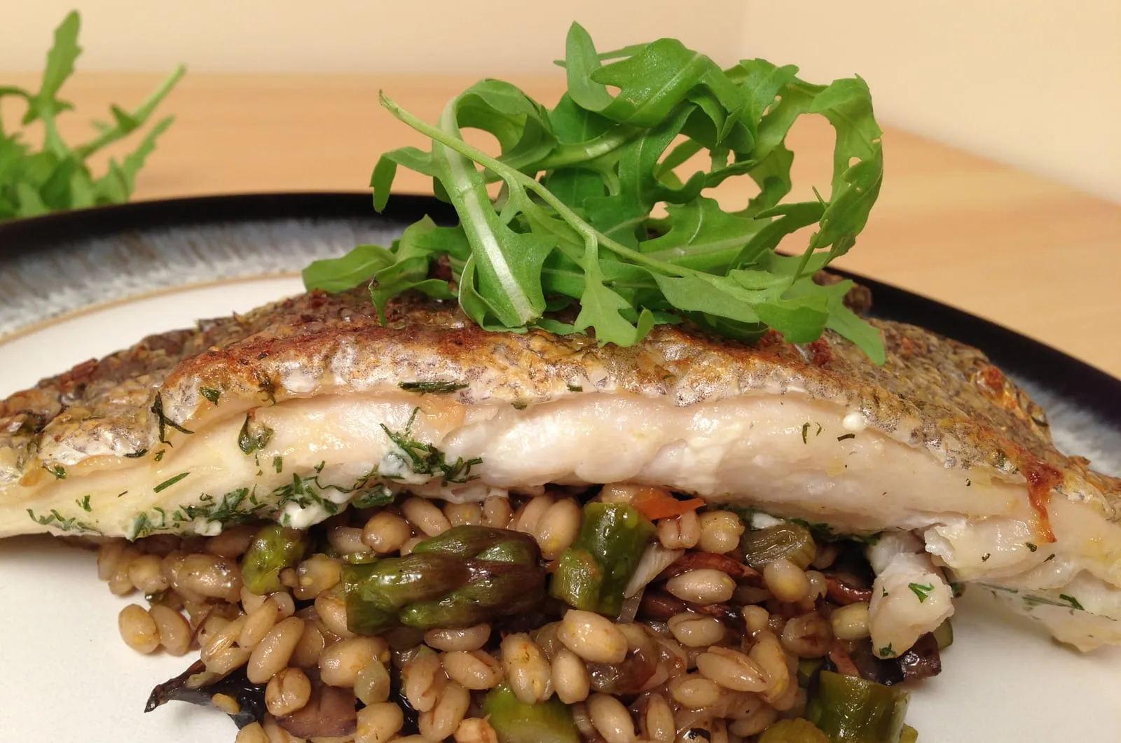 Hake with Pearl Barley Risotto