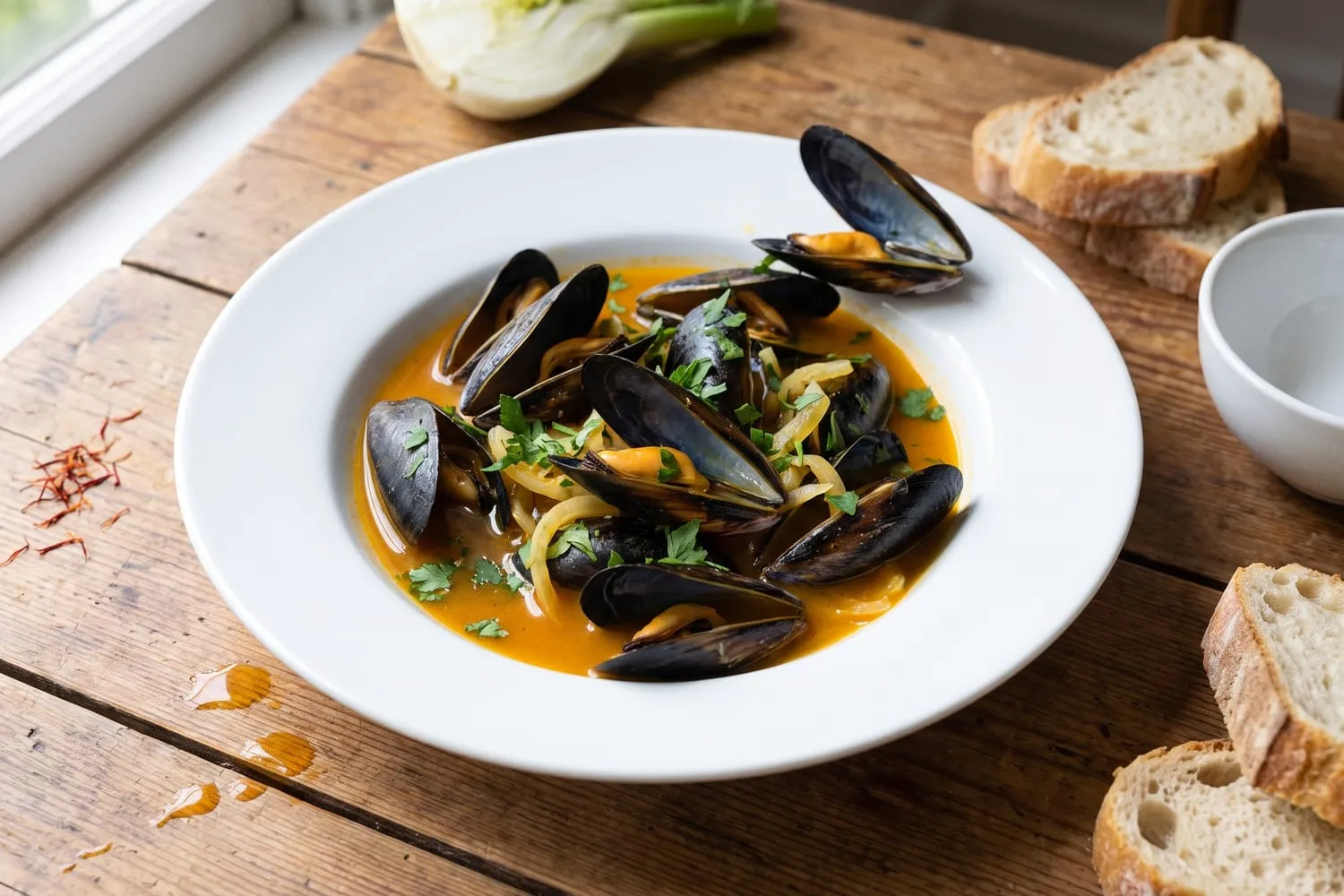 Mussels with Tomato, Fennel and Saffron