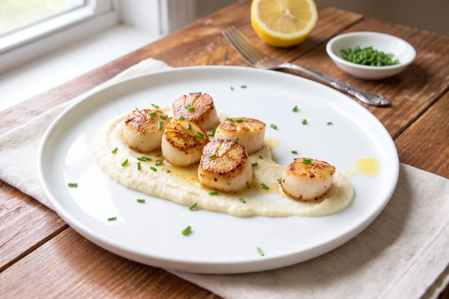Seared Scallops with Cauliflower Puree