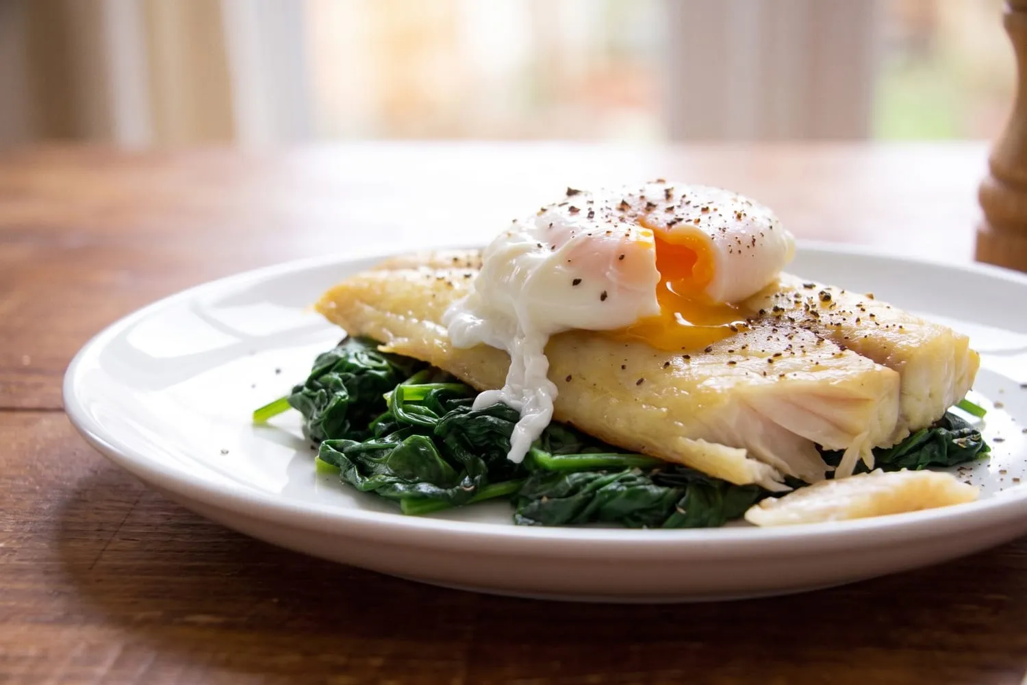Smoked Haddock with Poached Egg and Spinach