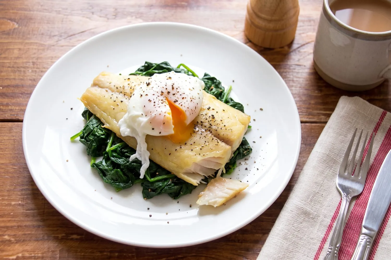 Smoked Haddock with Poached Egg and Spinach