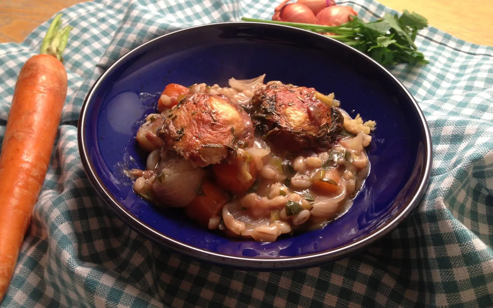 Vegetable &amp; Pearl Barley Stew with Dumplings