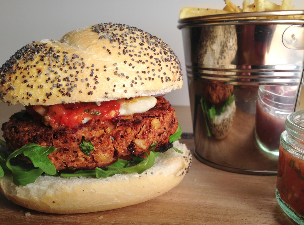 Spicy Bean Burger with Shoestring Fries