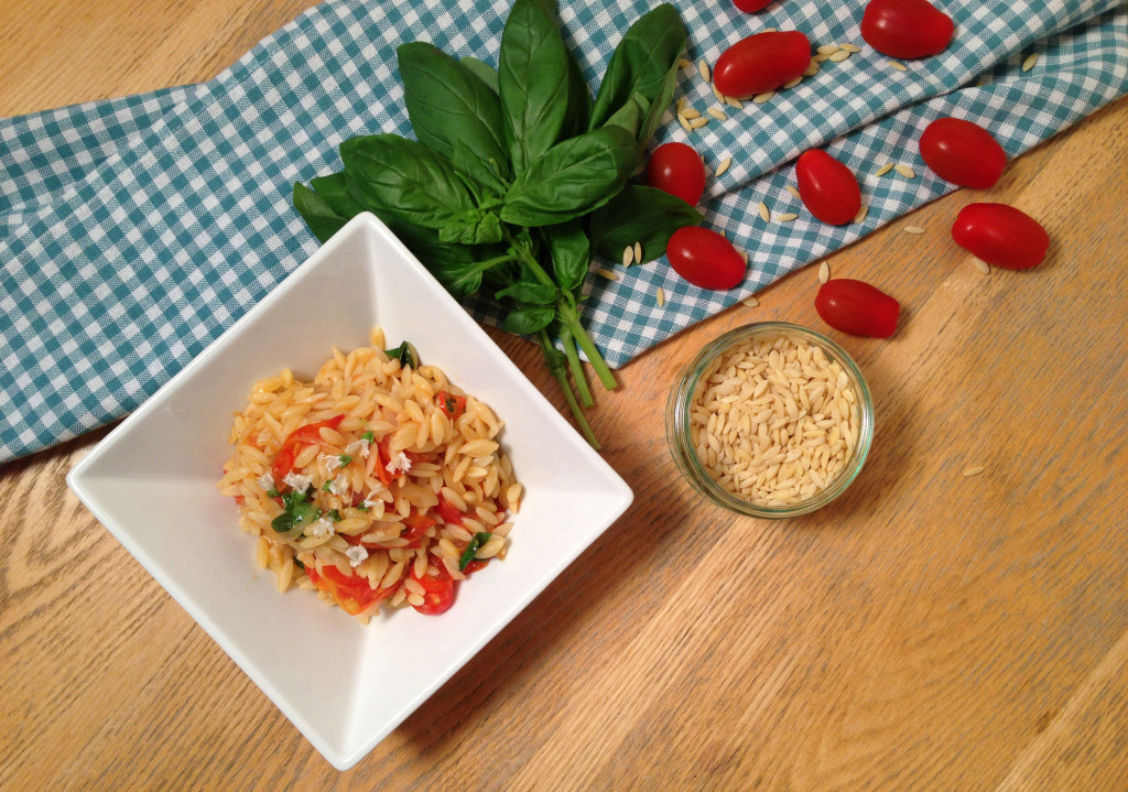 Tomato, Basil and White Wine Orzo