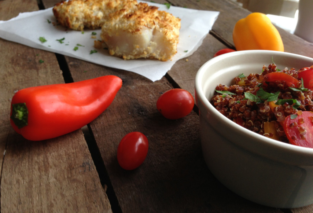 Healthy Breaded Cod with Red Quinoa