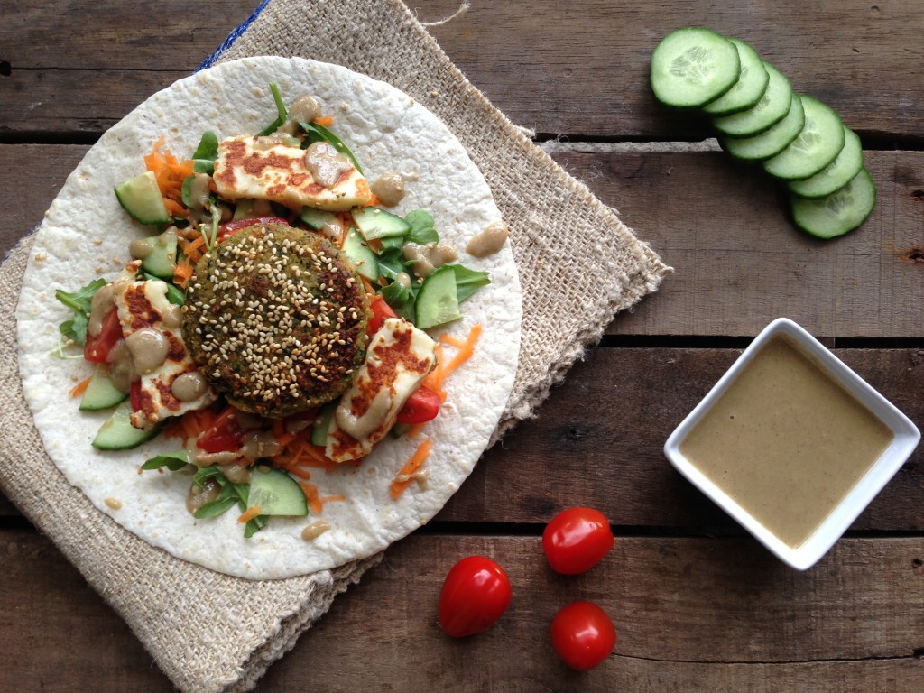 Sesame Falafel Wraps with Homemade Tahini