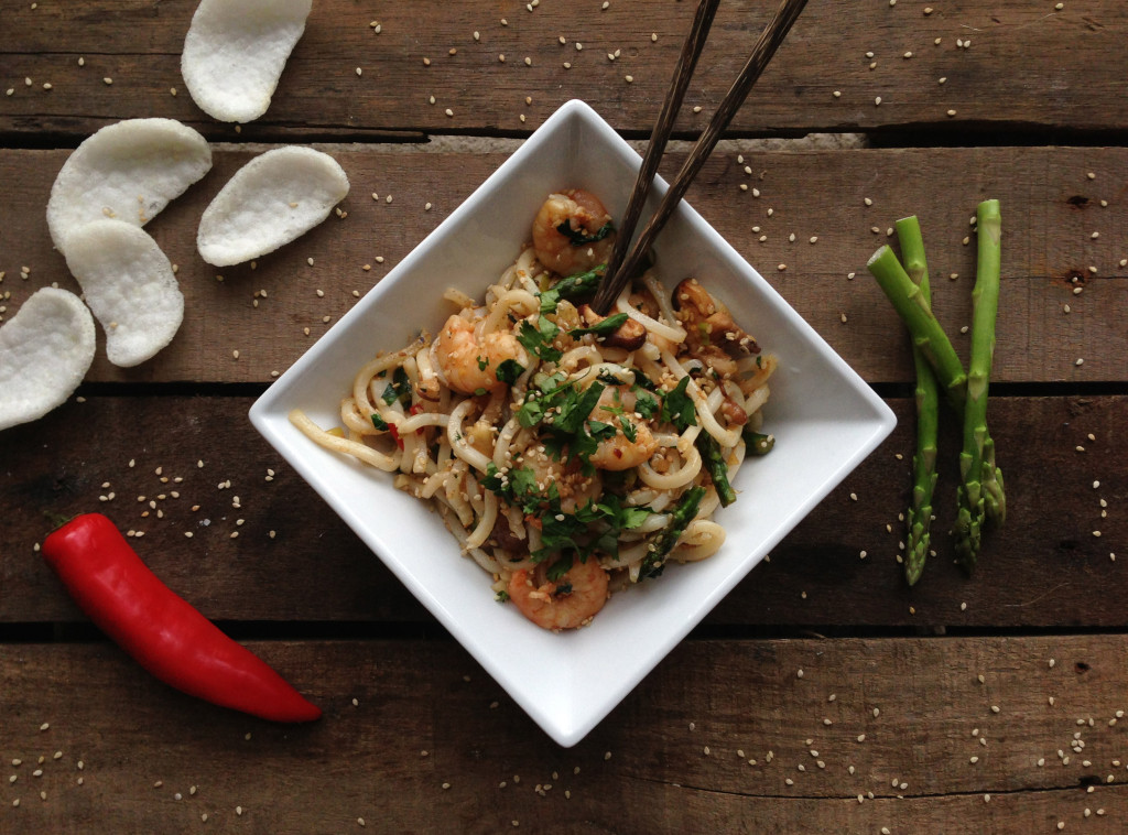 Stir Fry Sesame Prawn Noodles