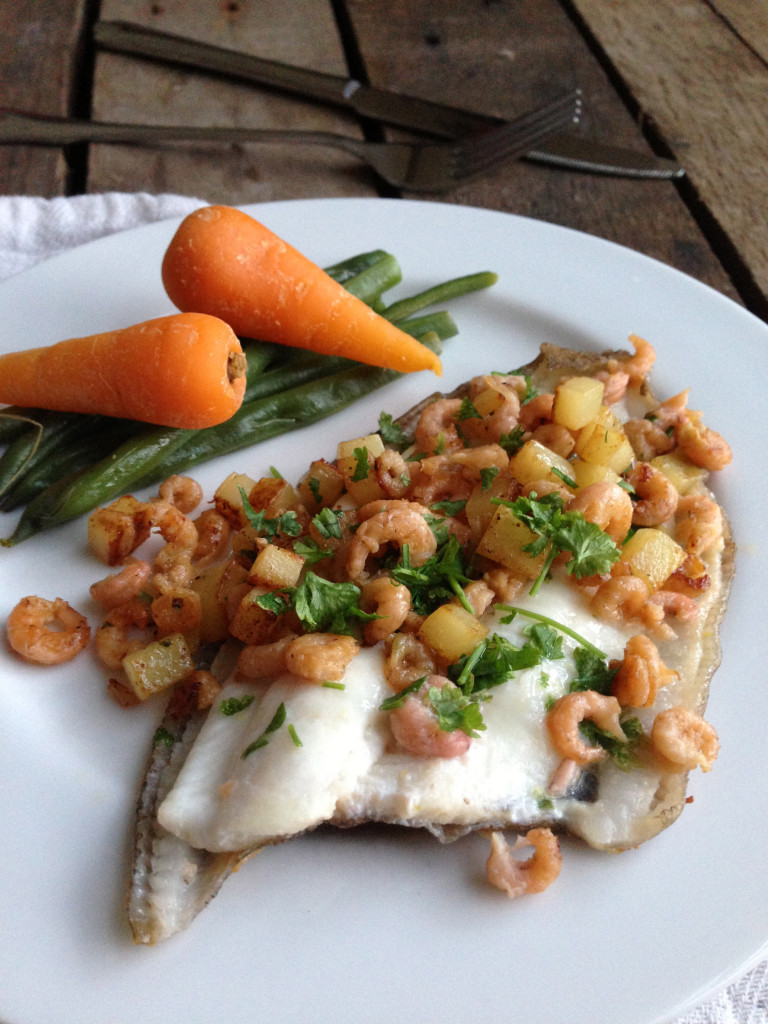 Pan Fried Lemon Sole with Brown Shrimp