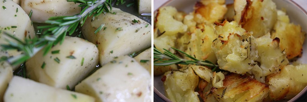 Rosemary Roast Potatoes Before vs After