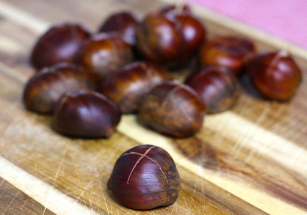 scoring the chestnuts