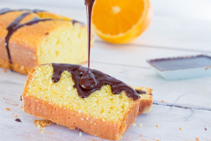 Orange Pound Cake with Chocolate Sauce