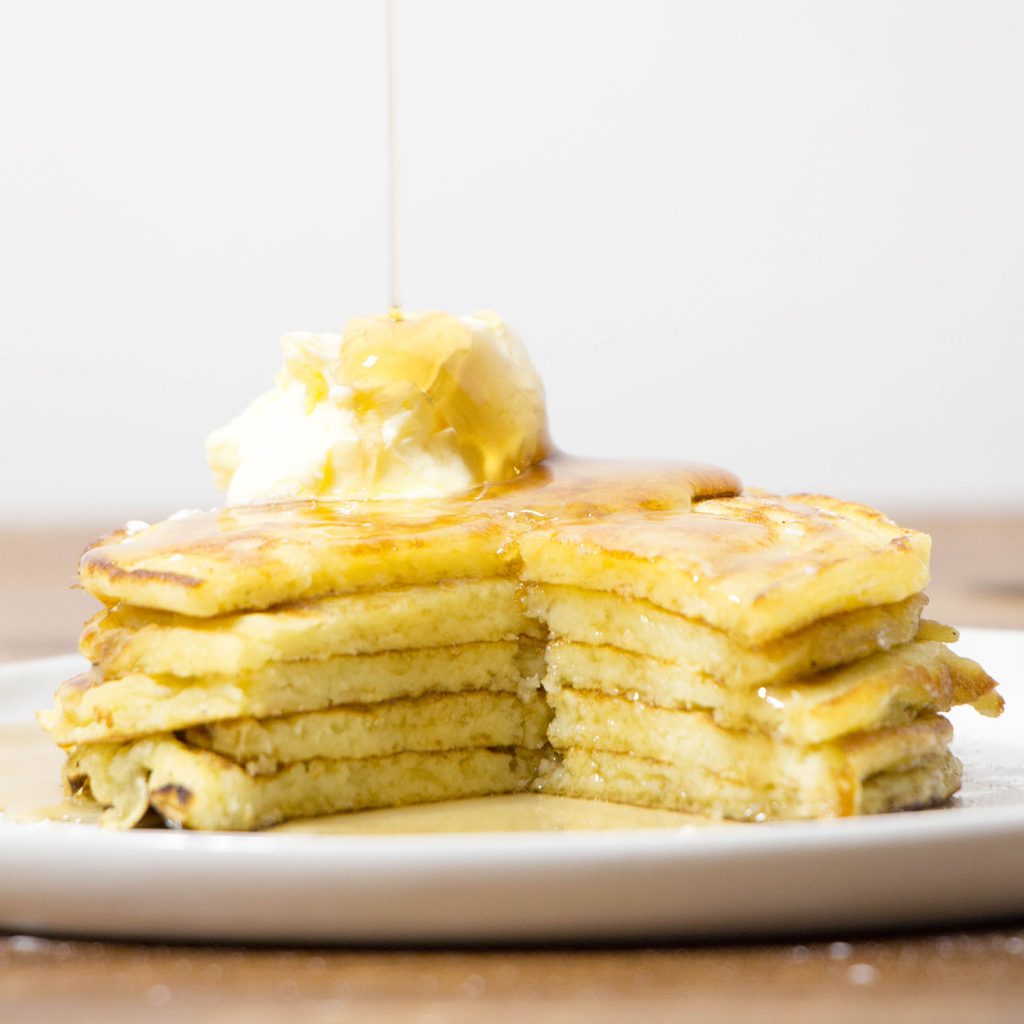 Buttermilk pancakes maple syrup whipped butter