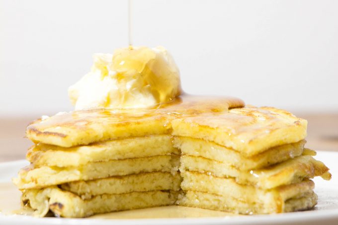 Buttermilk Pancakes with Maple Syrup and Whipped Butter