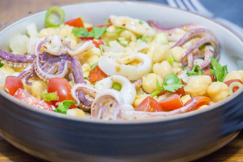 Calamari chickpea salad 4