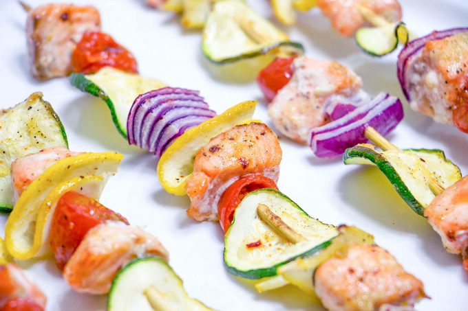 Sweet & Sticky Salmon Kebabs